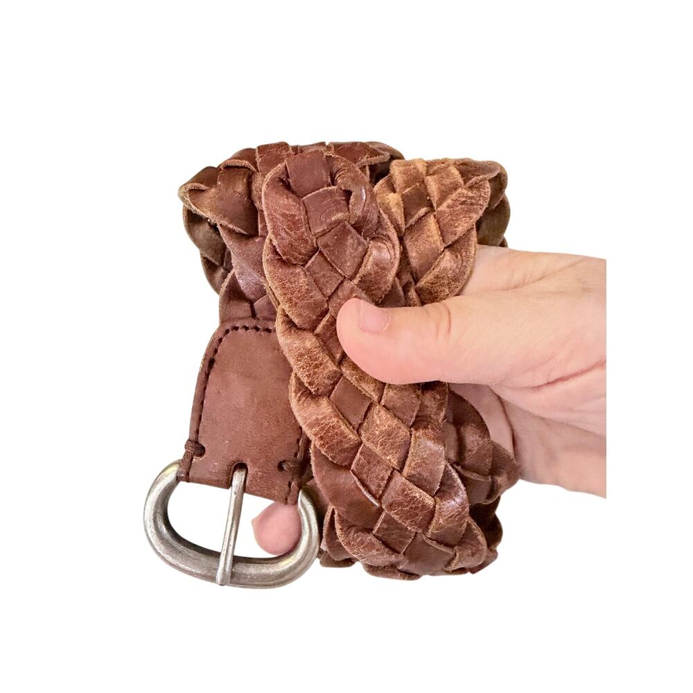 American eagle outfitters brown leather braided belt small boho staple preppy